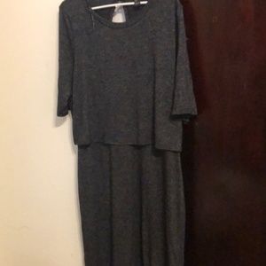 Marled Slit-Back Layered Dress